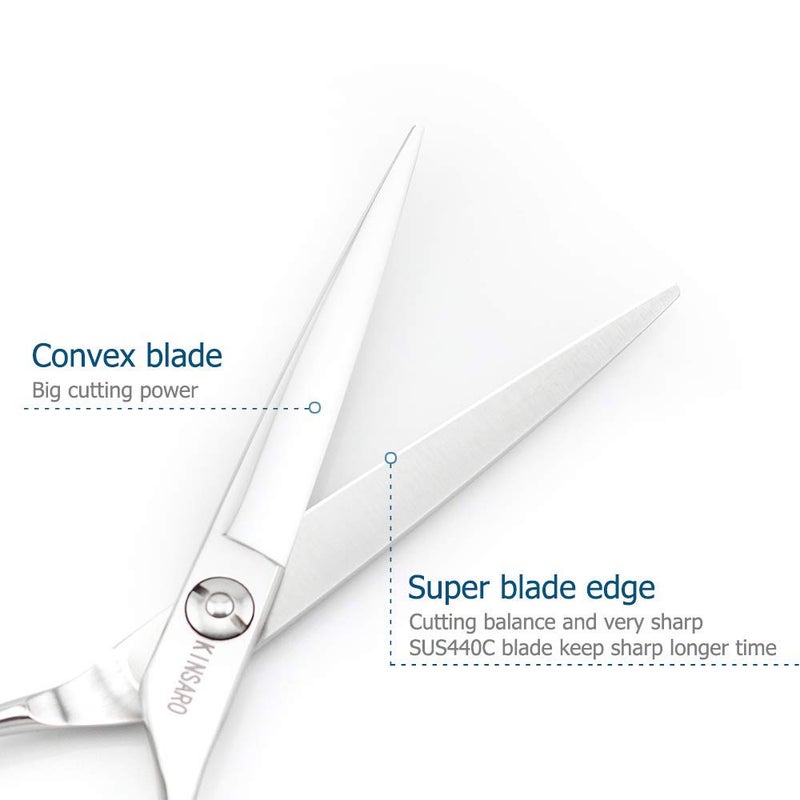 KINSARO 6 Inch Professional Hair Scissors Professional 440C Stainless Steel Hair Cutting Scissors â€“ Hand-Sharpened Japanese Blades, Ergonomic Handle, Ultra-Sharp Barber Shears for Thick Hair & Dog Grooming - Image 4